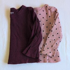 old navy 2-pack thermal waffle knit cotton long sleeve shirt bundle 24m baby